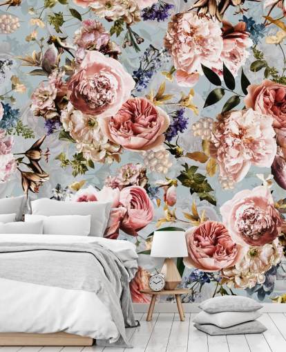 roses roses sur fond bleu papier peint roses roses sur fond bleu papier peint