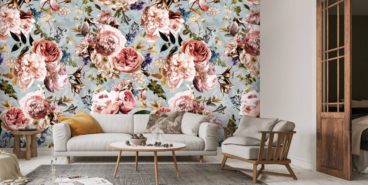 Vintage Blue Wall Mural Wallsauce UK