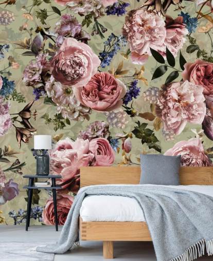 sage green and pink vintage flower wallpaper sage green and pink vintage flower wallpaper