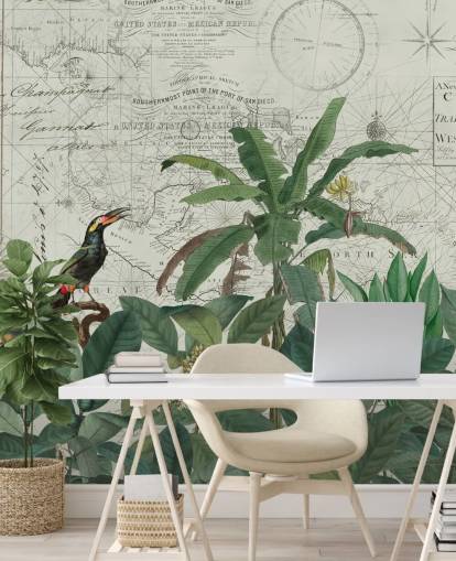 exotic birds in jungle and map background wallpaper exotic birds in jungle and map background wallpaper