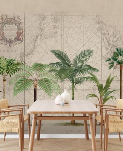 linha de árvores tropicais e papel de parede de fundo do mapa