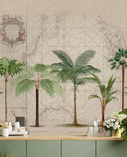 linha de árvores tropicais e papel de parede de fundo do mapa linha de árvores tropicais e papel de parede de fundo do mapa