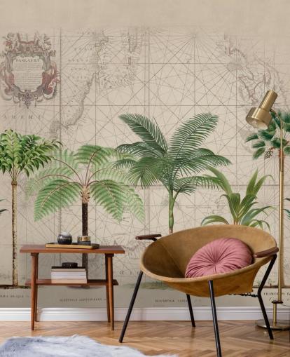 linha de árvores tropicais e papel de parede de fundo do mapa