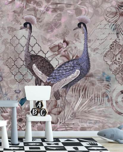 purple brown vintage background with blue cranes wallpaper purple brown vintage background with blue cranes wallpaper