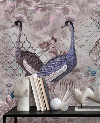 purple brown vintage background with blue cranes wallpaper purple brown vintage background with blue cranes wallpaper