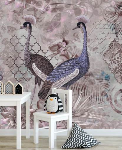 purple brown vintage background with blue cranes wallpaper purple brown vintage background with blue cranes wallpaper