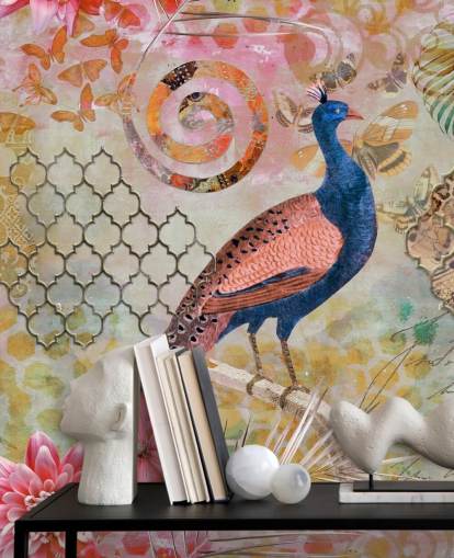 blue and pink peacock wallpaper blue and pink peacock wallpaper