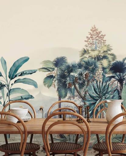 vintage jungle met vogelbehang