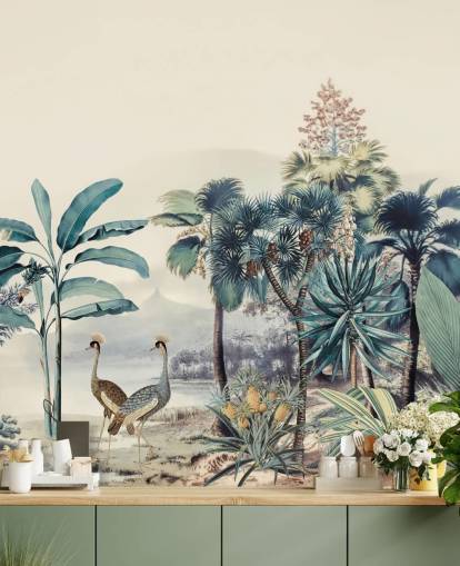 fondo de pantalla vintage selva con pájaros fondo de pantalla vintage selva con pájaros