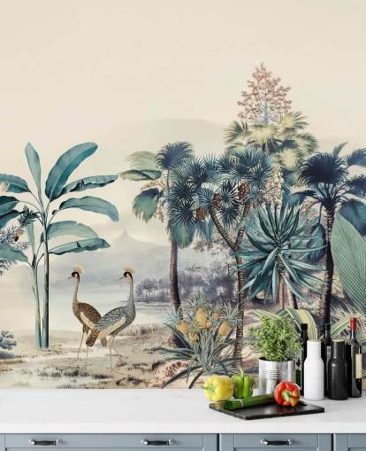 vintage jungle met vogelbehang vintage jungle met vogelbehang