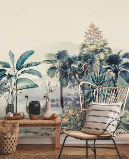 vintage jungle met vogelbehang