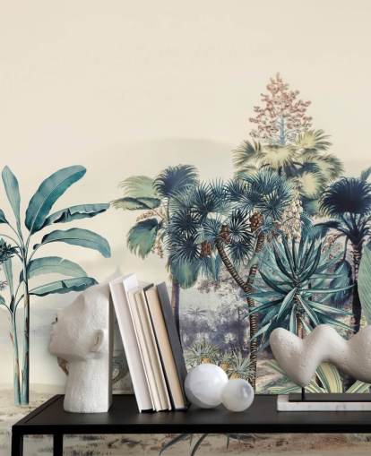 papier peint jungle vintage avec des oiseaux