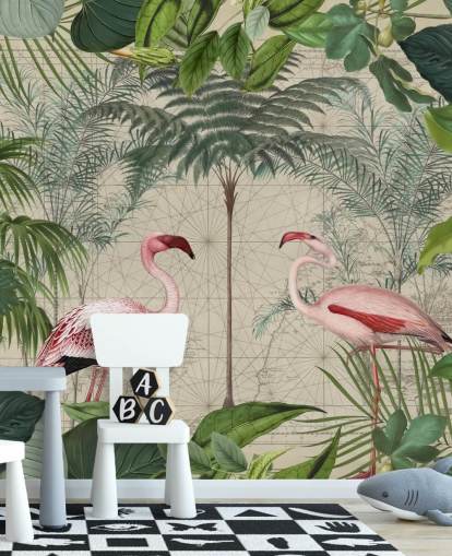 2 pink flamingos in jungle wallpaper 2 pink flamingos in jungle wallpaper