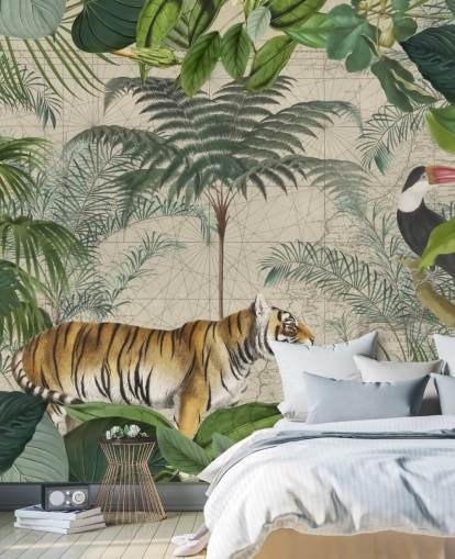 tijger en toekan jungle behang tijger en toekan jungle behang