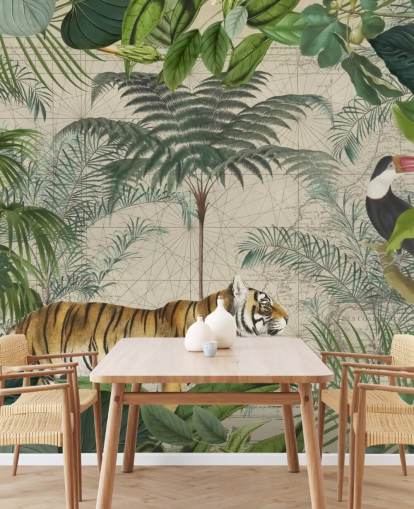 Tiger und Tukan Dschungel Tapete