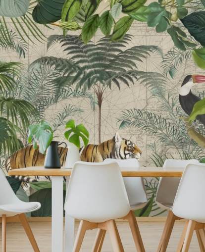 papel de parede selva tigre e tucano