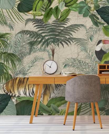 papier peint jungle tigre et toucan papier peint jungle tigre et toucan