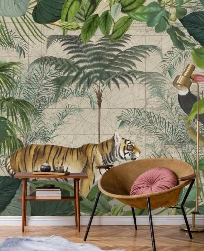 papel de parede selva tigre e tucano
