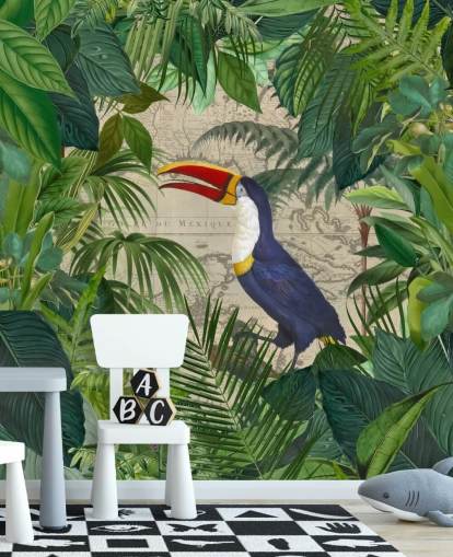 toucan framed with tropical leaves wallpaper toucan framed with tropical leaves wallpaper