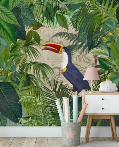 toucan indrammet med tropiske blade tapet toucan indrammet med tropiske blade tapet