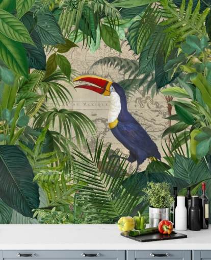 Toucan inramade med tropiska blad tapeter Toucan inramade med tropiska blad tapeter