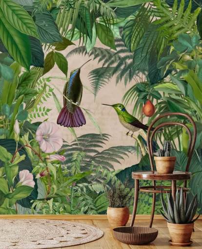 Kolibris zwischen den Blättern Tapete