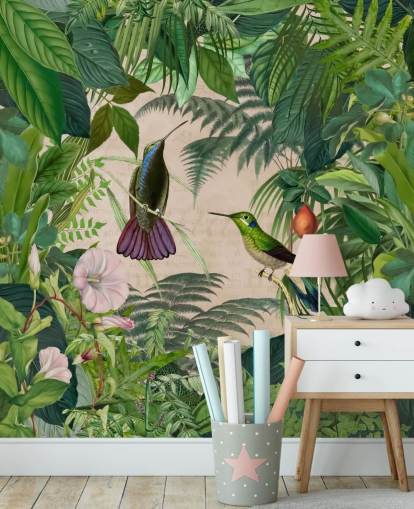 papier peint colibris parmi les feuilles papier peint colibris parmi les feuilles