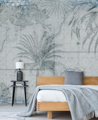 blue vintage tropical map wallpaper blue vintage tropical map wallpaper