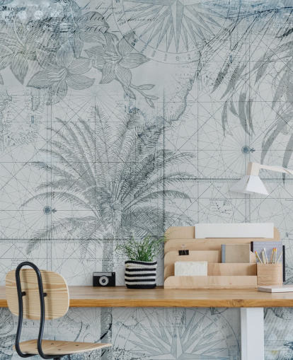 fondo de pantalla azul vintage tropical