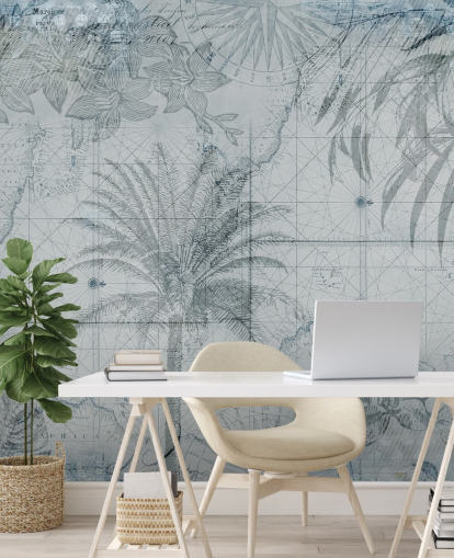 fondo de pantalla azul vintage tropical