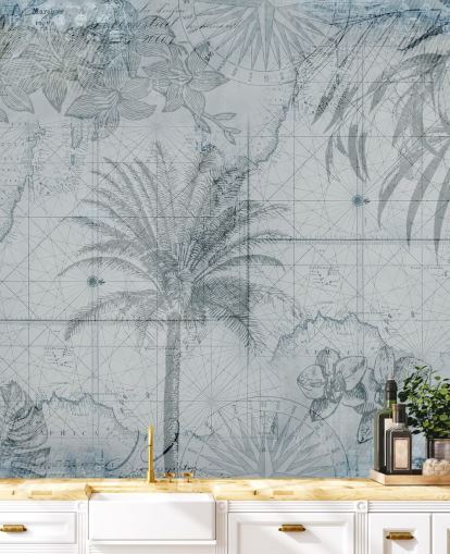 fondo de pantalla azul vintage tropical