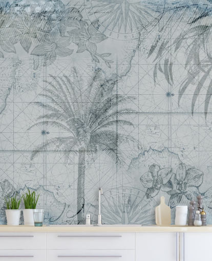 fondo de pantalla azul vintage tropical