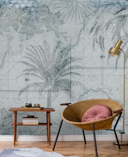 fondo de pantalla azul vintage tropical