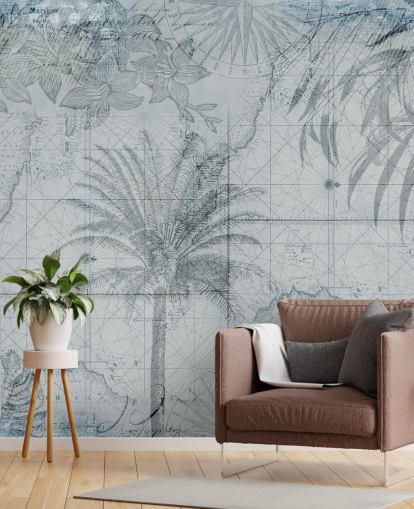 fondo de pantalla azul vintage tropical