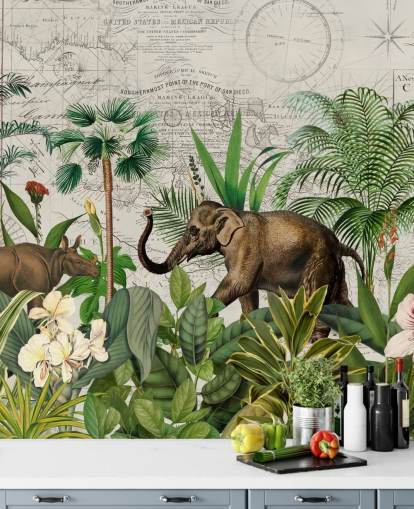 elephant and rhino jungle wallpaper elephant and rhino jungle wallpaper