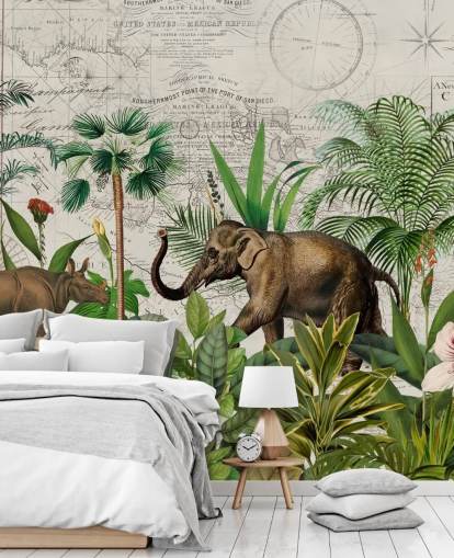 elephant and rhino jungle wallpaper elephant and rhino jungle wallpaper