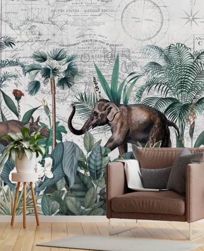 green jungle with elephant and rhino map background wallpaper green jungle with elephant and rhino map background wallpaper