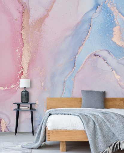 pink, blue and lilac custom watercolor wallpaper mural called Dreamy Watercolor for bedrooms