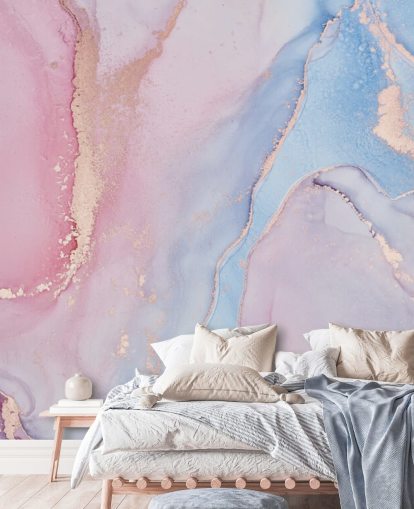 pink, blue and lilac custom watercolor wallpaper mural called Dreamy Watercolor for bedrooms