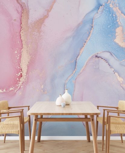 mural de papel pintado de acuarela personalizado rosa, azul y lila llamado Dreamy Watercolour para dormitorios