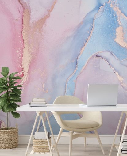 pink, blue and lilac custom watercolor wallpaper mural called Dreamy Watercolor for bedrooms
