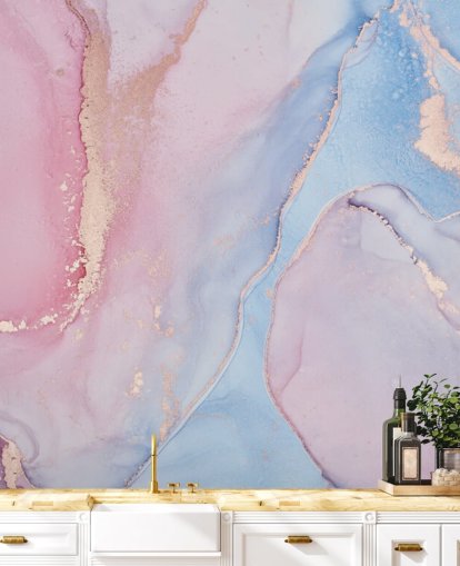 pink, blue and lilac custom watercolour wallpaper mural called Dreamy Watercolour for bedrooms