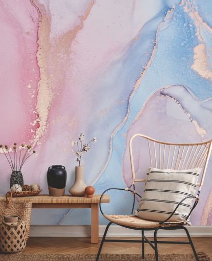 pink, blue and lilac custom watercolour wallpaper mural called Dreamy Watercolour for bedrooms