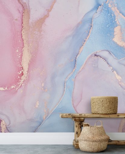 pink, blue and lilac custom watercolor wallpaper mural called Dreamy Watercolor for bedrooms