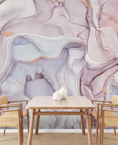 lilla og rosa marmor med rose gull fargetoner tapet
