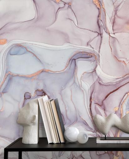 purple and pink marble with rose gold hues wallpaper