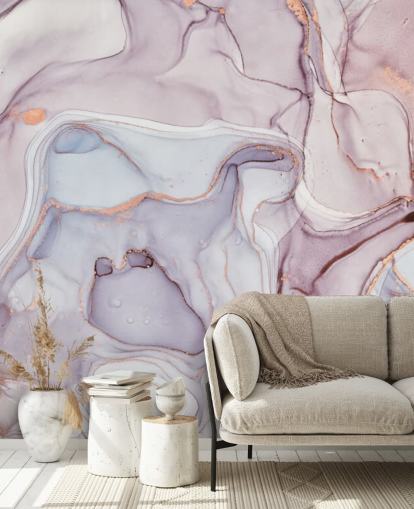 purple and pink marble with rose gold hues wallpaper