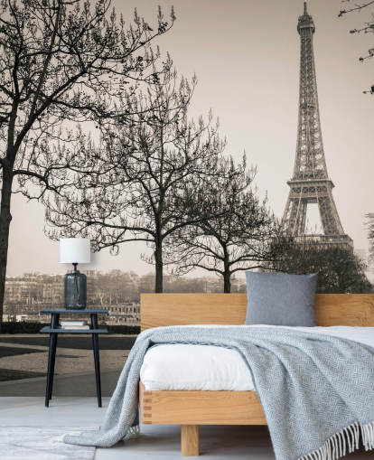 papier peint tour eiffel noir et blanc