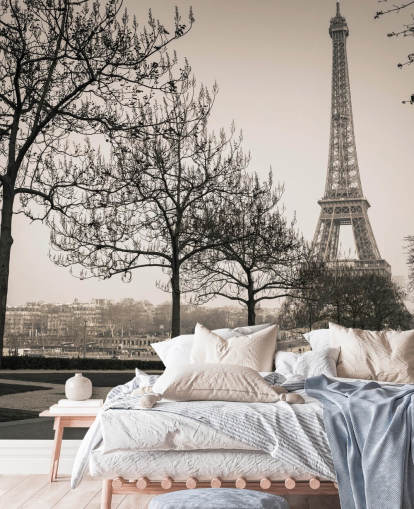 papier peint tour eiffel noir et blanc