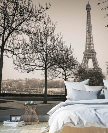 papier peint tour eiffel noir et blanc